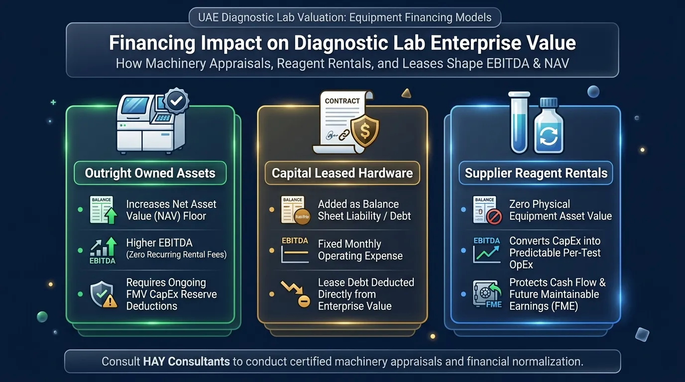 Financing impact on diagnostic lab enterprise value: how owned assets, capital leases, and reagent rental agreements shape EBITDA and Net Asset Value in the UAE